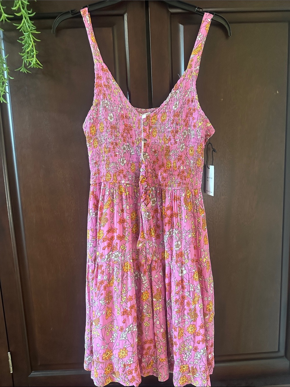 Japna Pink Floral Sundress with Yellow Accents